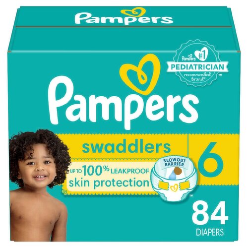 Pampers Swaddlers Active Baby Diapers, Size 6, 35+ lb, 84 count