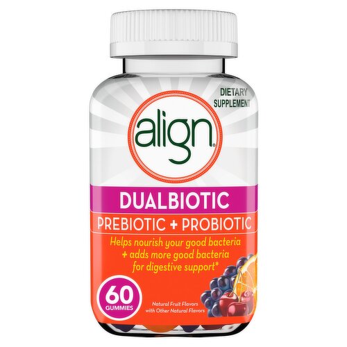 align Dualbiotic Fruit Flavored Prebiotic + Probiotic Dietary Supplement, 60 count