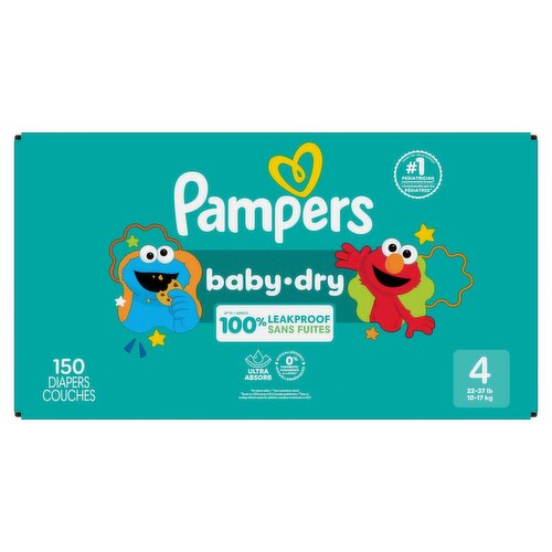 Pampers Baby-Dry Diapers, Size 4, 22-37 lb, 150 count