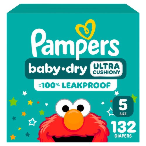 Pampers Baby-Dry Ultra Cushiony Diapers, Size 5, 20-37 lbs, 132 count