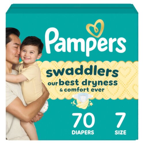 Pampers Swaddlers Diapers, Size 7, 26-50 lbs, 70 count