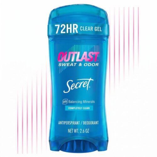 Secret Outlast Clear Gel Antiperspirant Deodorant for Women, Completely Clean, 2.6 oz