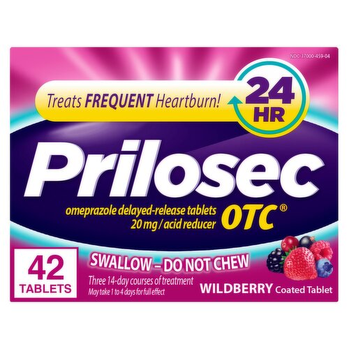 Prilosec OTC Wildberry Acid Reducer Coated Tablets, 20 mg, 42 count