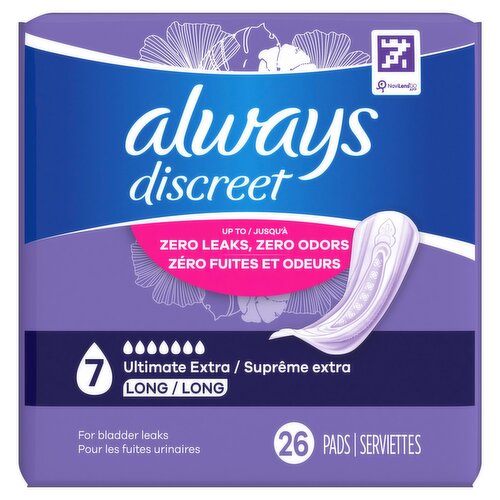 Always Discreet Ultimate Extra Long Pads, 26 count