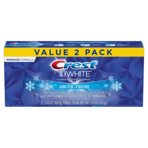 Crest 3D White Arctic Fresh Teeth Whitening Toothpaste, 3.8 oz, Pack of 2