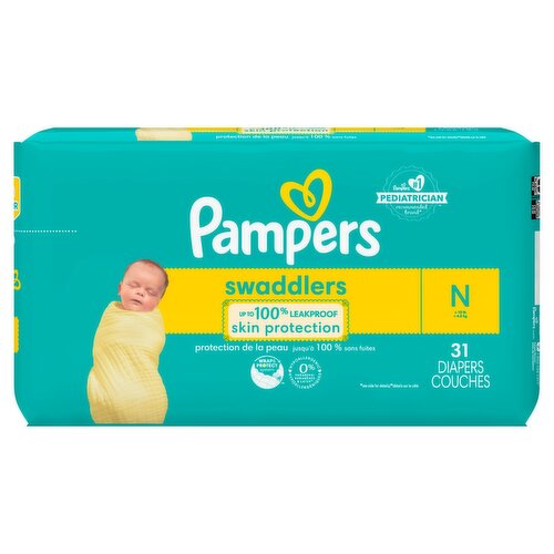 Pampers Swaddlers Diapers Jumbo Pack, Size N, < 10 lb, 31 count