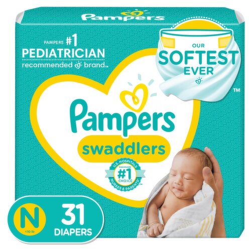 Pampers Swaddlers Diapers Jumbo Pack, Size N, < 10 lb, 31 count