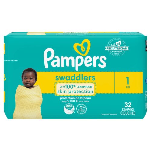 Pampers Swaddlers Diapers, Size 1, 32 Count