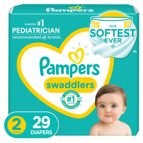 Pampers Swaddlers Diapers Jumbo Pack, Size 2, 12-18 lb, 29 count