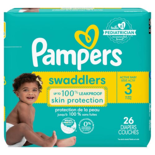 Pampers Swaddlers Active Baby Diapers Jumbo Pack, Size 3, 16-28 lb, 26 count