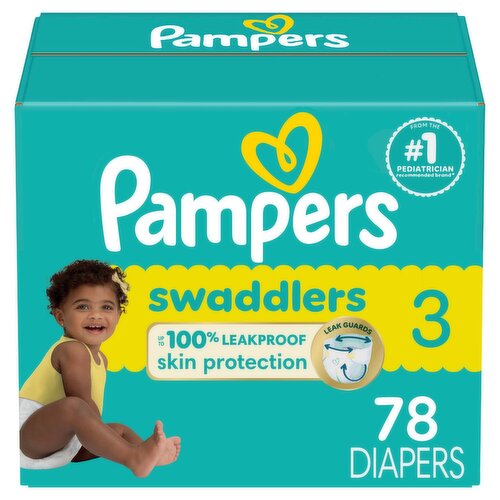 Pampers Swaddlers Diapers Super Pack, Size 3, 16-28 lb, 78 count