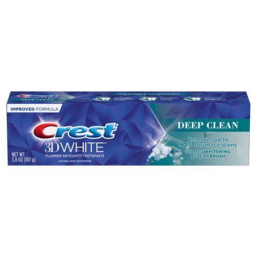 Crest 3D White Deep Clean, Teeth Whitening Toothpaste, 3.8 oz