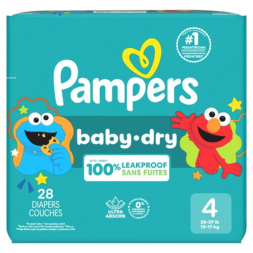 Pampers Baby Dry Diapers, Size 4, 22-37 lb, 28 count