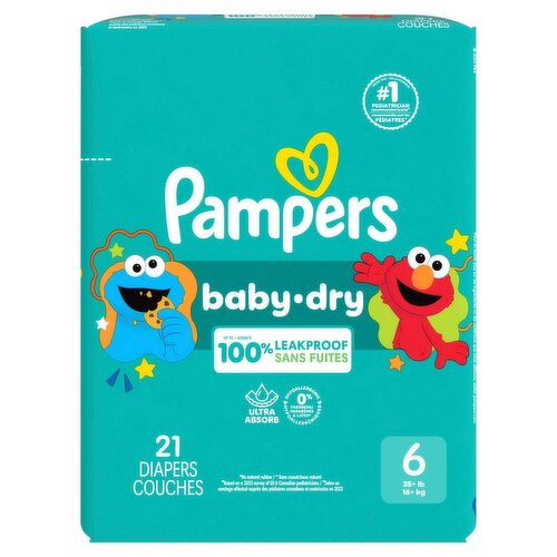 Pampers Baby-Dry Diapers, Size 6, 35+ lb, 21 count