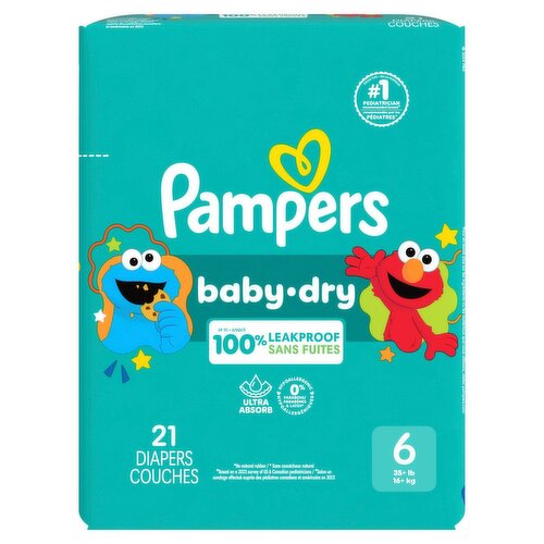 Pampers Baby-Dry 123 Sesame Street Diapers Jumbo Pack, Size 6, 35+ lb, 21 count