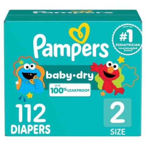 Pampers Baby Dry Ultra Cushiony Diapers Super Pack, Size 2, 10-22 lbs, 112 count