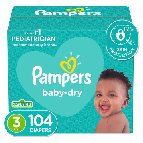 Pampers Baby-Dry Diapers Super Pack, Size 3, 6-10 kg, 104 count