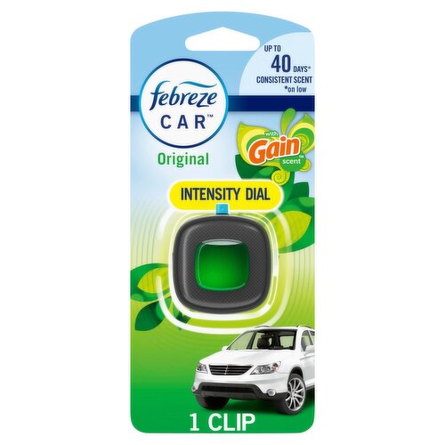 Febreze Car Original with Gain Scent Vent Clips Air Freshener, 0.06 fl oz