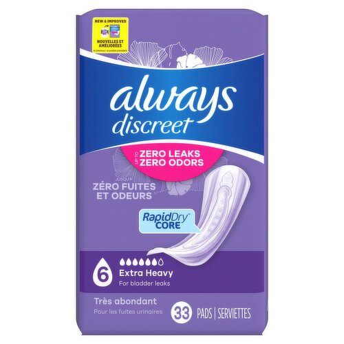 always Discreet Extra Heavy Pads, Size 6, 33 count