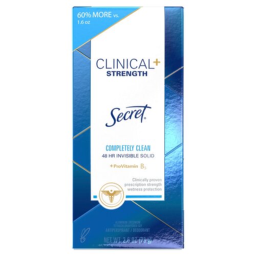 Secret Clinical Strength Invisible Solid Completely Clean Antiperspirant and Deodorant, 2.6 oz