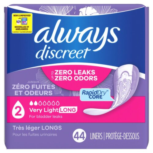 Always Discreet Long Liners, 44 count