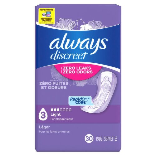 Always Discreet Light Pads, 30 count