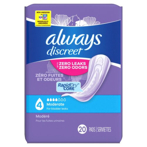 Always Discreet Moderate Pads, 20 count