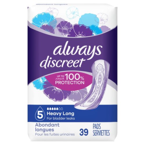 Always Discreet Heavy Long Pads, 39 count