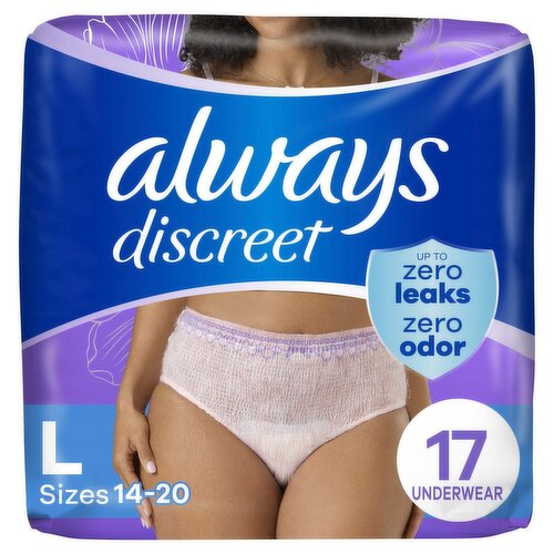 Always Discreet Maximum Underwear, L, Sizes 14-20, 17 count
