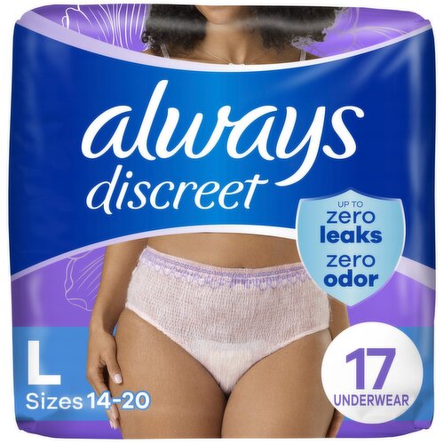 Always Discreet Maximum Underwear, L, 17 count