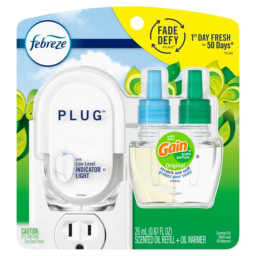 Febreze Plug with Gain Original Scent Scented Oil Refill and Oil Warmer, 0.87 fl oz