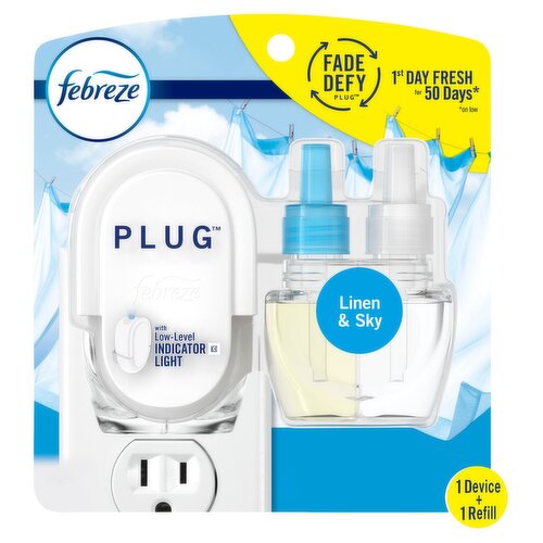 Febreze Plug Linen & Sky Scented Oil Refill and Oil Warmer, 0.87 fl oz