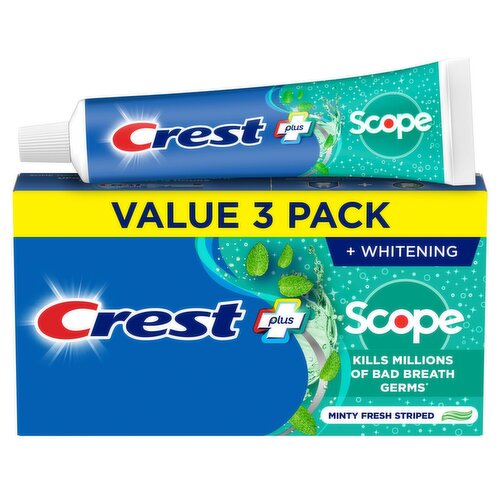 Crest Whitening Plus Scope Toothpaste, Minty Fresh, 5.4 oz Triple 