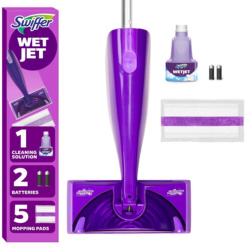 Swiffer Wet Jet Mop, Floor Cleaner for Mopping Wood, Laminate, Tile, Cleaning Set, Fresh Scent 