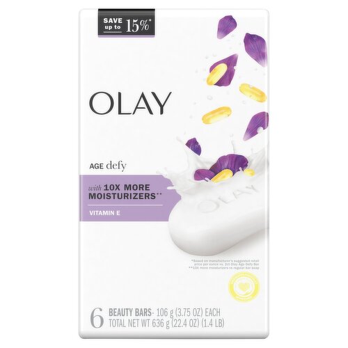 Olay Age Defy Vitamin E Beauty Bars, 3.75 oz, 6 count