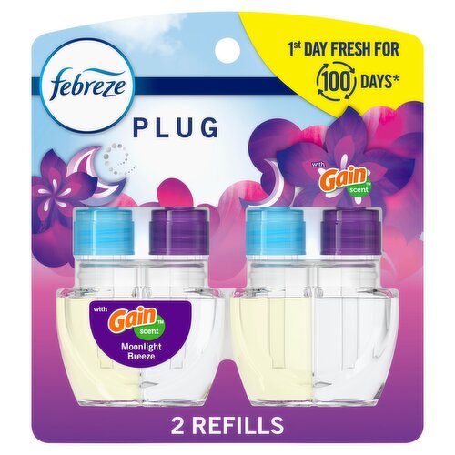Febreze Plug with Gain Scent Scented Oil Refill, 0.87 fl oz, 2 count