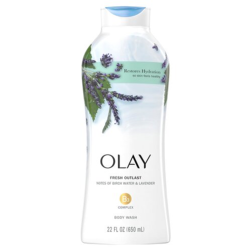 Olay Fresh Outlast Purifying Birch Water & Lavender Body Wash, 22 fl oz