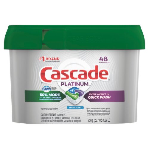 Cascade Platinum Fresh Scent Dishwasher Detergent, 48 count, 26.7 oz