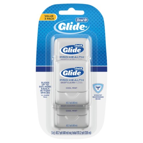 Oral-B Glide Pro-Health Cool Mint Deep Clean Floss Value Pack, 3 count