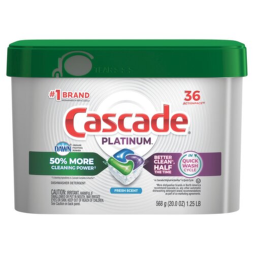 Cascade Platinum Fresh Scent Dishwasher Detergent, 36 count, 20.0 oz