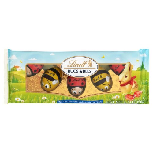 Lindt Bugs & Bees Milk Chocolate with Hazelnut and Crisp Filling, 1.7 oz