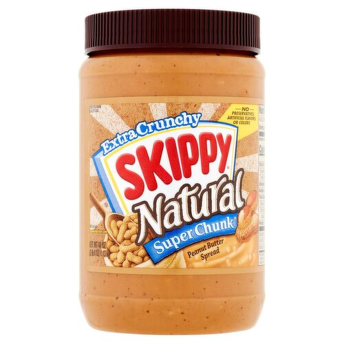 Skippy Natural Super Chunk Extra Crunchy Peanut Butter Spread, 40 oz