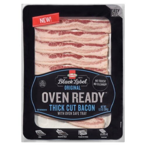  Black Label Oven Ready Original Thick Cut Bacon, 9.3 oz