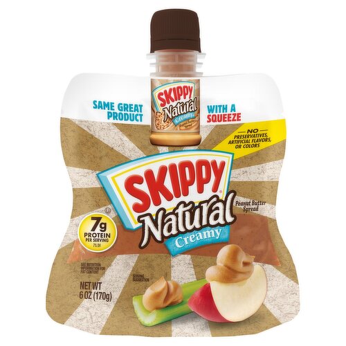 Skippy Natural Creamy Peanut Butter Spread, 6 oz