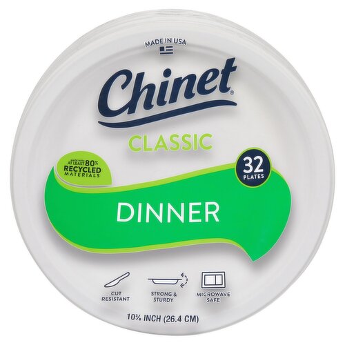 Chinet 10 3/8 Inch Classic Dinner Plates, 32 count