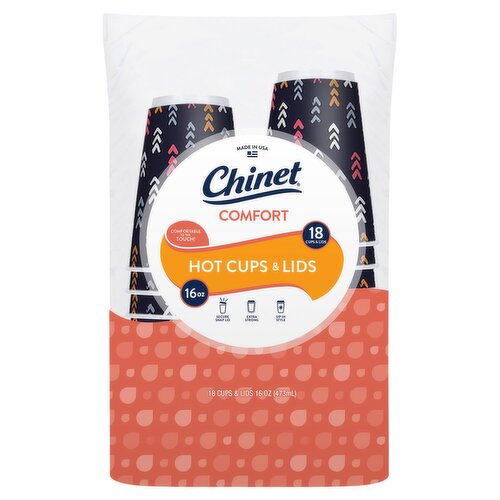 Chinet 16 oz Comfort Hot Cups & Lids, 18 count