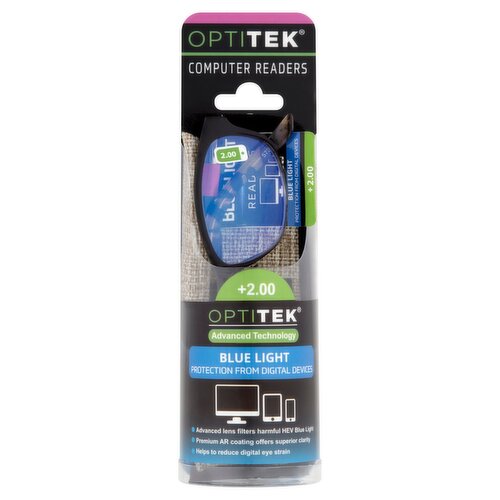 SAV Eyewear Optitek Blue Light +2.00 Computer Readers