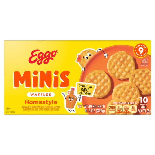 Kellogg's Eggo Minis Maple Flavor Homestyle Waffles, 10 count, 10.9 oz