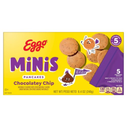 Kellogg's Eggo Minis Chocolatey Chip Pancakes, 5 count, 8.4 oz