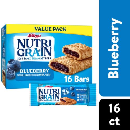 Kellogg's Nutri-Grain Blueberry Soft Baked Breakfast Bars Value Pack, 1.3 oz, 16 count